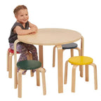 Ensemble table et tabourets ronds en bois courbé ECR4Kids, mobilier pour enfants, 5 pièces