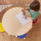 Ensemble table et tabourets ronds en bois courbé ECR4Kids, mobilier pour enfants, 5 pièces