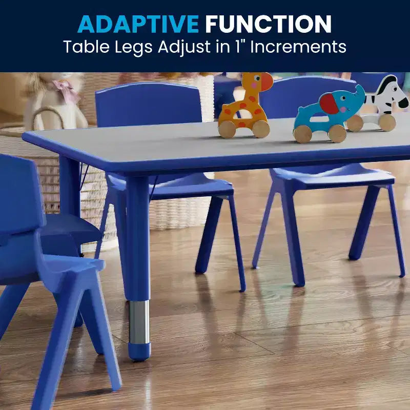 Ensemble Table d'activités rectangulaire en plastique réglable en hauteur Flash Furniture 23,625W x 47,25L avec 6 chaises