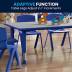 Ensemble Table d'activités rectangulaire en plastique réglable en hauteur Flash Furniture 23,625W x 47,25L avec 6 chaises