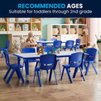 Ensemble Table d'activités rectangulaire en plastique réglable en hauteur Flash Furniture 23,625W x 47,25L avec 6 chaises