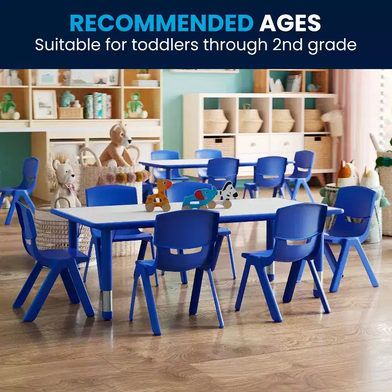 Ensemble Table d'activités rectangulaire en plastique réglable en hauteur Flash Furniture 23,625W x 47,25L avec 6 chaises