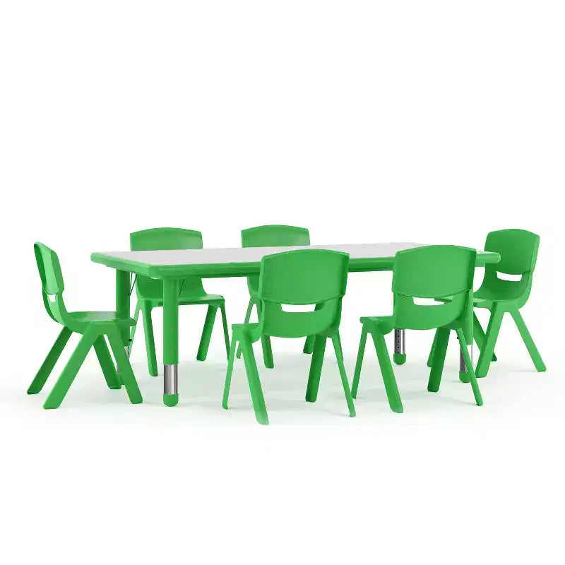 Ensemble Table d'activités rectangulaire en plastique réglable en hauteur Flash Furniture 23,625W x 47,25L avec 6 chaises