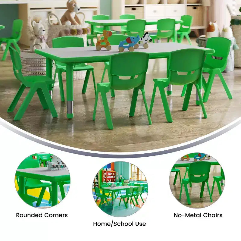 Ensemble Table d'activités rectangulaire en plastique réglable en hauteur Flash Furniture 23,625W x 47,25L avec 6 chaises