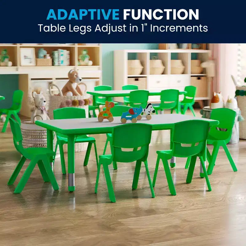 Ensemble Table d'activités rectangulaire en plastique réglable en hauteur Flash Furniture 23,625W x 47,25L avec 6 chaises