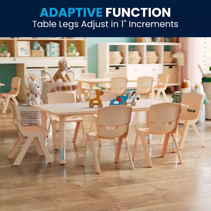 Ensemble Table d'activités rectangulaire en plastique réglable en hauteur Flash Furniture 23,625W x 47,25L avec 6 chaises