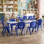 Ensemble Table d'activités rectangulaire en plastique réglable en hauteur Flash Furniture 23,625W x 47,25L avec 6 chaises