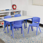 Ensemble table d'activités rectangulaire en plastique réglable en hauteur Flash Furniture 23,625W x 47,25L avec 4 chaises