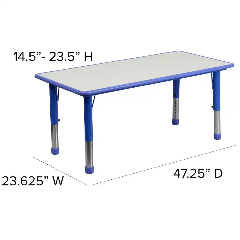 Ensemble table d'activités rectangulaire en plastique réglable en hauteur Flash Furniture 23,625W x 47,25L avec 4 chaises