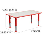 Ensemble table d'activités rectangulaire en plastique réglable en hauteur Flash Furniture 23,625W x 47,25L avec 4 chaises