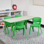 Ensemble table d'activités rectangulaire en plastique réglable en hauteur Flash Furniture 23,625W x 47,25L avec 4 chaises