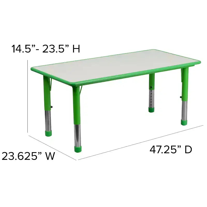 Ensemble table d'activités rectangulaire en plastique réglable en hauteur Flash Furniture 23,625W x 47,25L avec 4 chaises