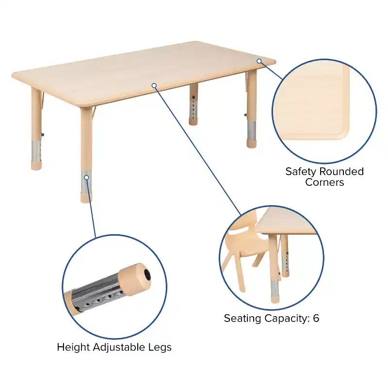Ensemble table d'activités rectangulaire en plastique réglable en hauteur Flash Furniture 23,625W x 47,25L avec 4 chaises