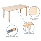 Ensemble table d'activités rectangulaire en plastique réglable en hauteur Flash Furniture 23,625W x 47,25L avec 4 chaises
