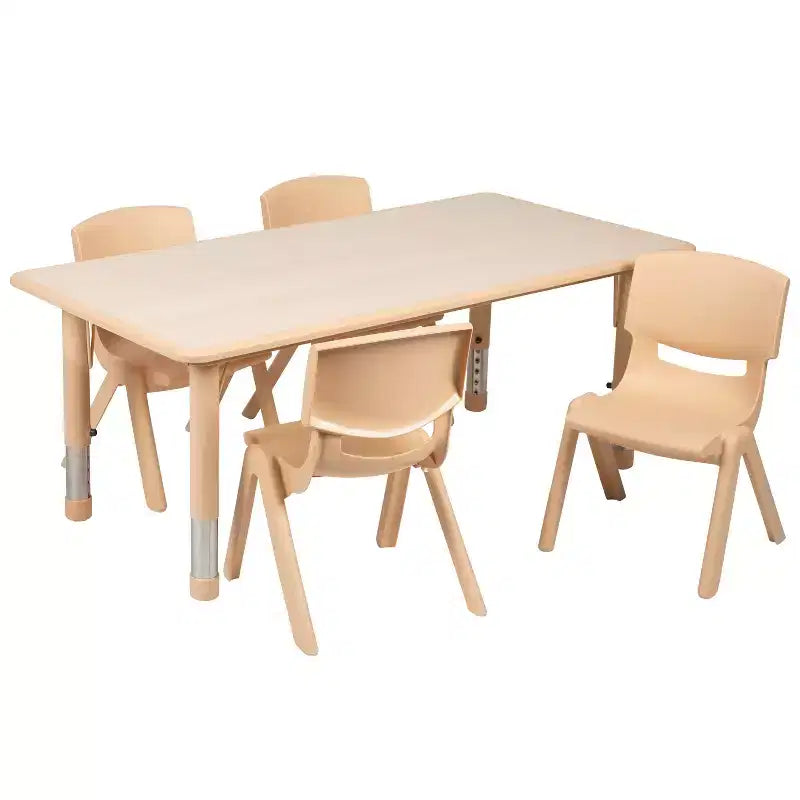 Ensemble table d'activités rectangulaire en plastique réglable en hauteur Flash Furniture 23,625W x 47,25L avec 4 chaises