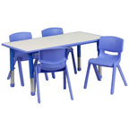 Ensemble table d'activités rectangulaire en plastique réglable en hauteur Flash Furniture 23,625W x 47,25L avec 4 chaises