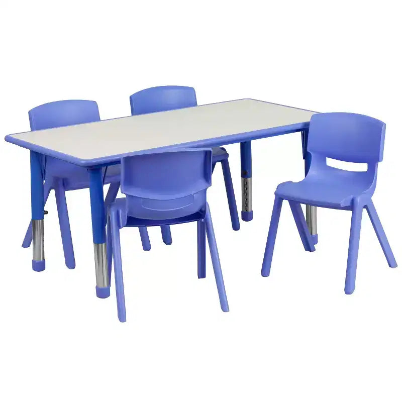 Ensemble table d'activités rectangulaire en plastique réglable en hauteur Flash Furniture 23,625W x 47,25L avec 4 chaises