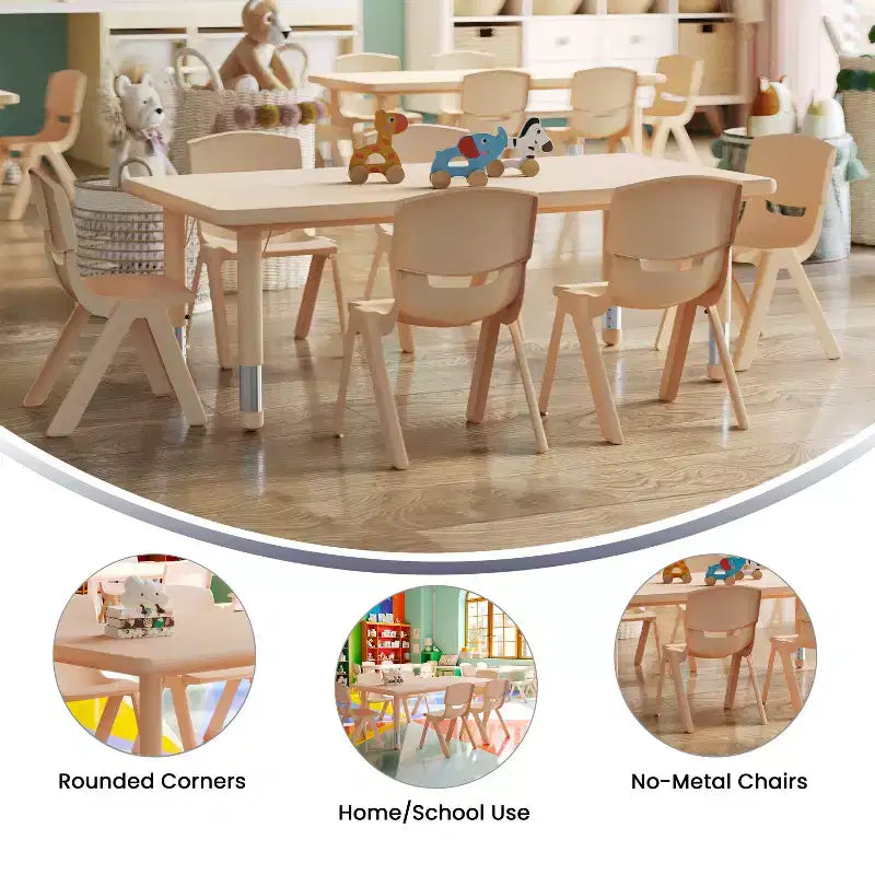 Ensemble de table d'activités rectangulaire en plastique Flash Furniture 24W x 48L réglable en hauteur avec 6 chaises