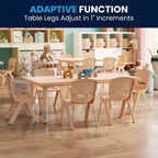 Ensemble de table d'activités rectangulaire en plastique Flash Furniture 24W x 48L réglable en hauteur avec 6 chaises