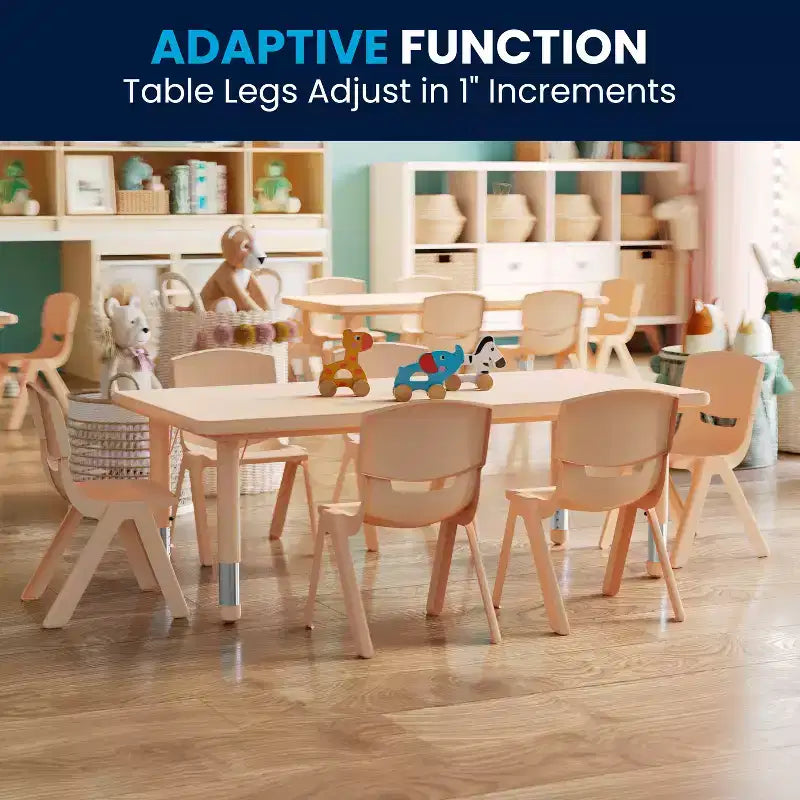Ensemble de table d'activités rectangulaire en plastique Flash Furniture 24W x 48L réglable en hauteur avec 6 chaises