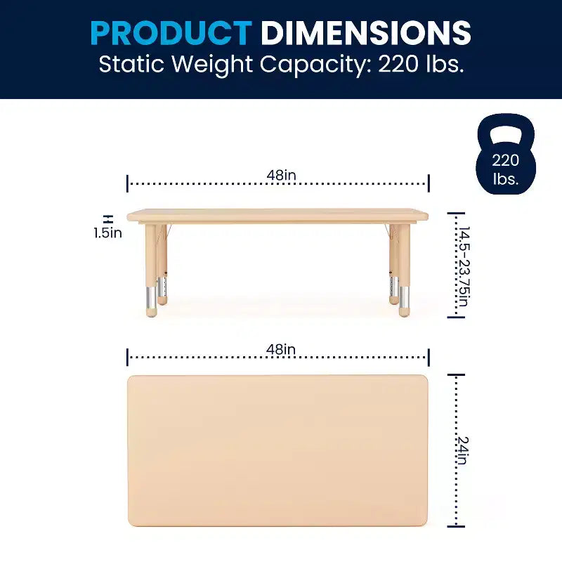 Ensemble de table d'activités rectangulaire en plastique Flash Furniture 24W x 48L réglable en hauteur avec 6 chaises