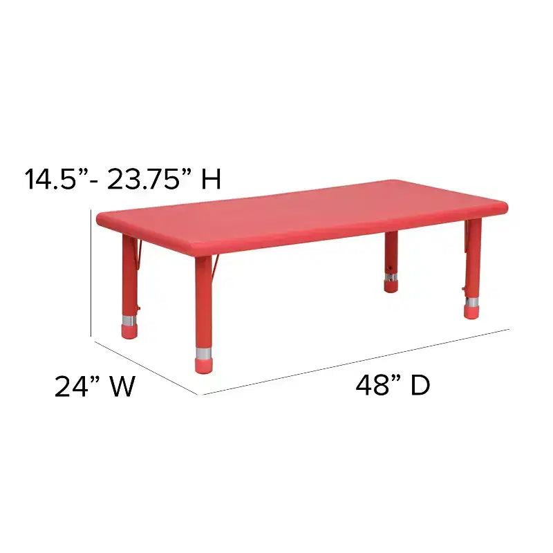 Ensemble de table d'activités rectangulaire en plastique Flash Furniture 24W x 48L réglable en hauteur avec 6 chaises
