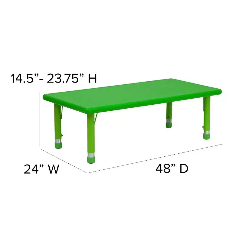 Ensemble de table d'activités rectangulaire en plastique Flash Furniture 24W x 48L réglable en hauteur avec 6 chaises