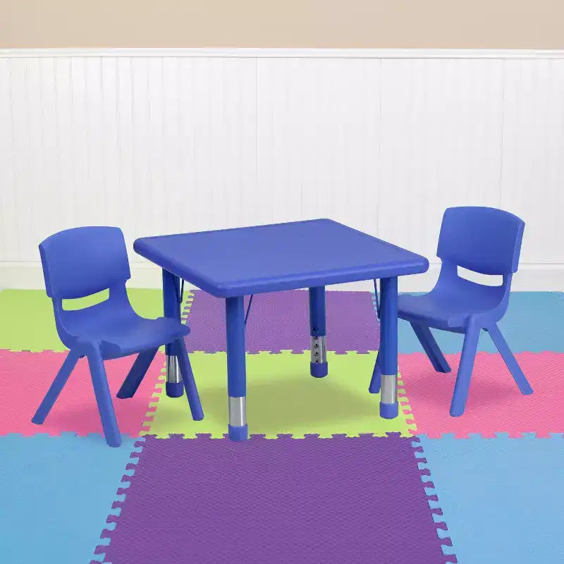 Flash Furniture Ensemble de 2 chaises avec table d'activité carrée en plastique de 24 po à hauteur réglable