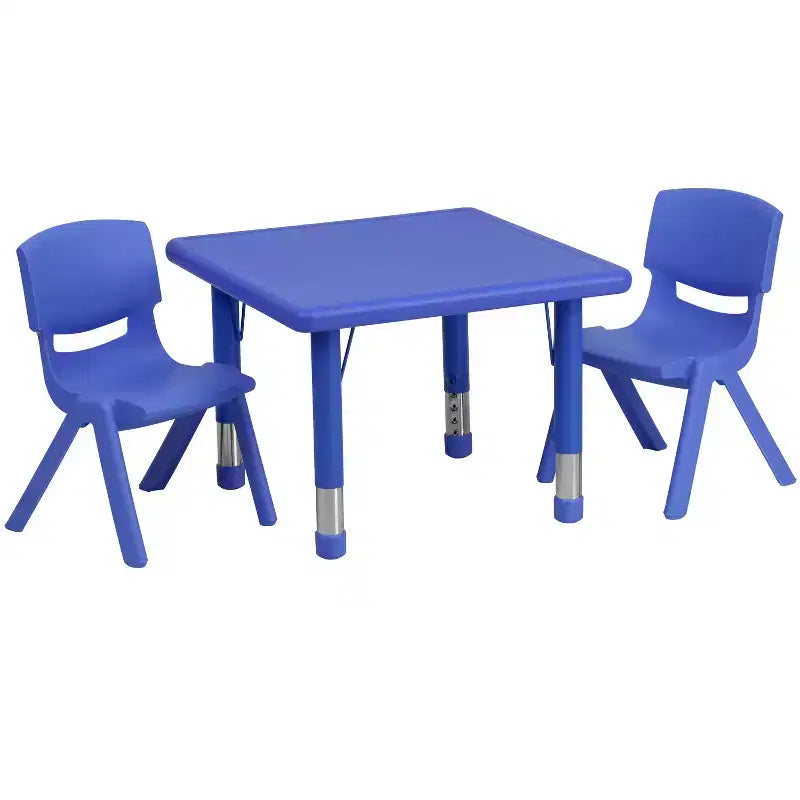 Flash Furniture Ensemble de 2 chaises avec table d'activité carrée en plastique de 24 po à hauteur réglable