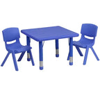 Flash Furniture Ensemble de 2 chaises avec table d'activité carrée en plastique de 24 po à hauteur réglable