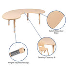 Flash Furniture Ensemble table d'activités demi-lune en plastique réglable en hauteur 35W x 65L avec 4 chaises