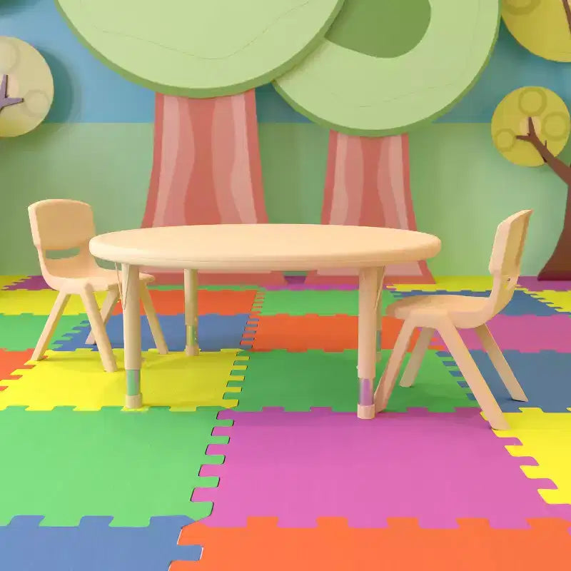 Flash Furniture Ensemble Table d'activités ronde en plastique de 45 po, réglable en hauteur, avec 2 chaises