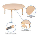 Flash Furniture Ensemble Table d'activités ronde en plastique de 45 po, réglable en hauteur, avec 2 chaises