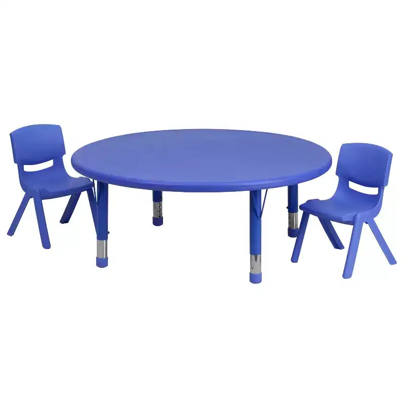 Flash Furniture Ensemble Table d'activités ronde en plastique de 45 po, réglable en hauteur, avec 2 chaises