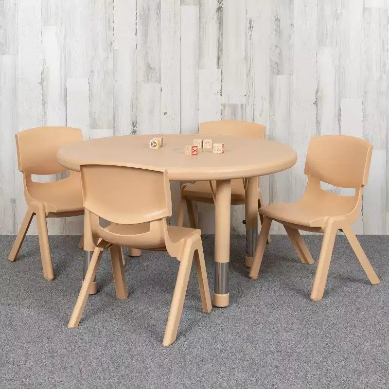 Ensemble de table d'activités ronde en plastique de 33 po réglable en hauteur Flash Furniture avec 4 chaises