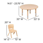 Ensemble de table d'activités ronde en plastique de 33 po réglable en hauteur Flash Furniture avec 4 chaises