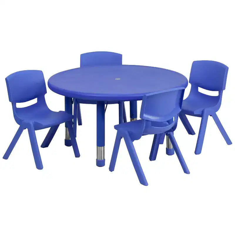 Flash Furniture 33 Round Plastic Height Adjustable Activity Table Set with 4 Chairs