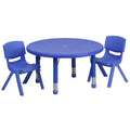 Emma and Oliver 33 Round Plastic Height Adjustable Activity Table Set with 2 Chairs
