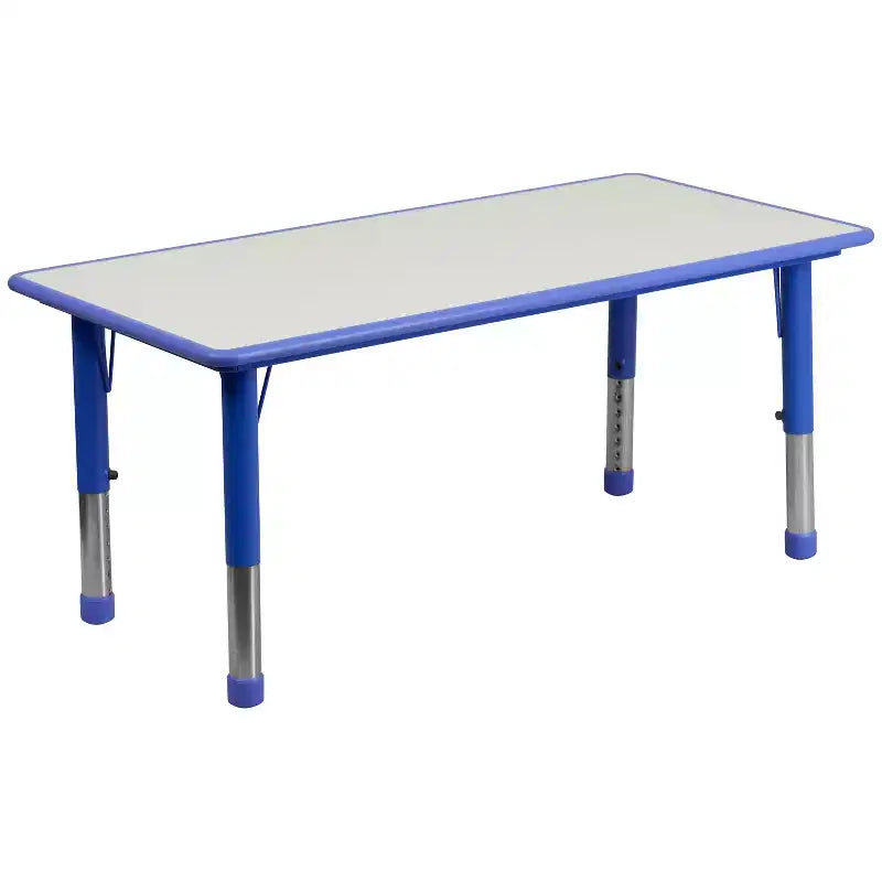 Emma et Oliver, ensemble table d'activités rectangulaire en plastique réglable en hauteur (60 cm x 120 cm) avec 6 chaises