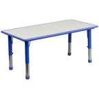 Emma et Oliver, ensemble table d'activités rectangulaire en plastique réglable en hauteur (60 cm x 120 cm) avec 6 chaises