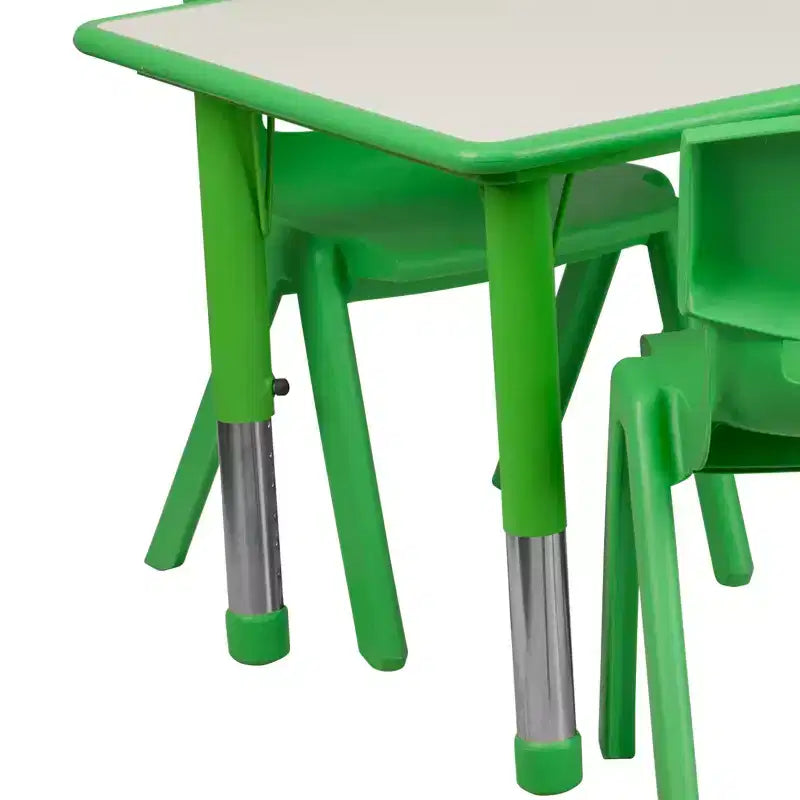 Emma et Oliver, ensemble table d'activités rectangulaire en plastique réglable en hauteur (60 cm x 120 cm) avec 6 chaises