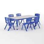 Emma et Oliver, ensemble table d'activités rectangulaire en plastique réglable en hauteur (60 cm x 120 cm) avec 6 chaises