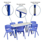 Emma et Oliver, ensemble table d'activités rectangulaire en plastique réglable en hauteur (60 cm x 120 cm) avec 6 chaises