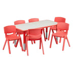 Emma et Oliver, ensemble table d'activités rectangulaire en plastique réglable en hauteur (60 cm x 120 cm) avec 6 chaises