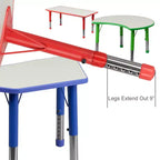 Emma et Oliver, ensemble table d'activités rectangulaire en plastique réglable en hauteur (60 cm x 120 cm) avec 6 chaises