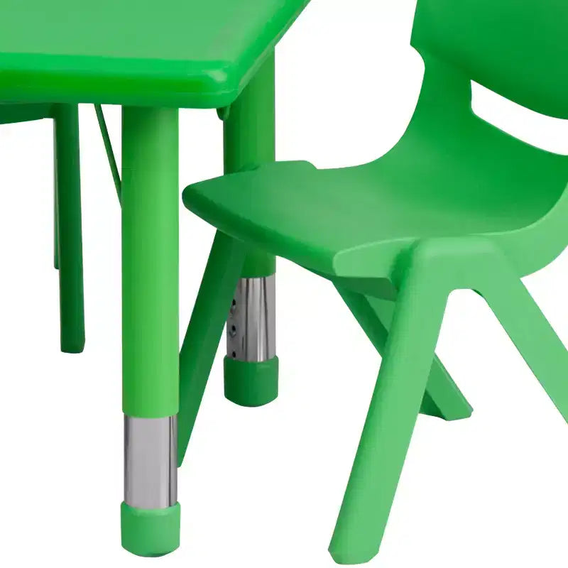 Ensemble de table d'activités rectangulaire en plastique réglable en hauteur Emma et Oliver 24W x 48L avec 6 chaises