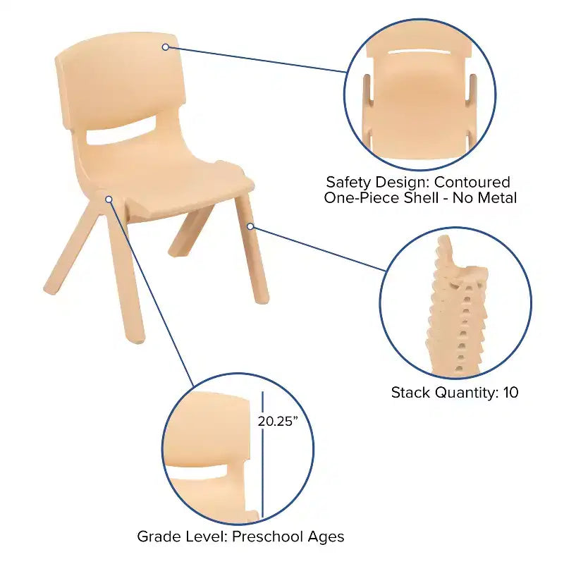 Ensemble de table d'activités rectangulaire en plastique réglable en hauteur Emma et Oliver 24W x 48L avec 6 chaises