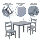Emma and Oliver – Ensemble table et 2 chaises en bois massif pour salle de jeux ou cuisine