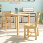 Emma and Oliver – Ensemble table et 2 chaises en bois massif pour salle de jeux ou cuisine
