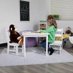 Emma and Oliver – Ensemble table et 2 chaises en bois massif pour salle de jeux ou cuisine